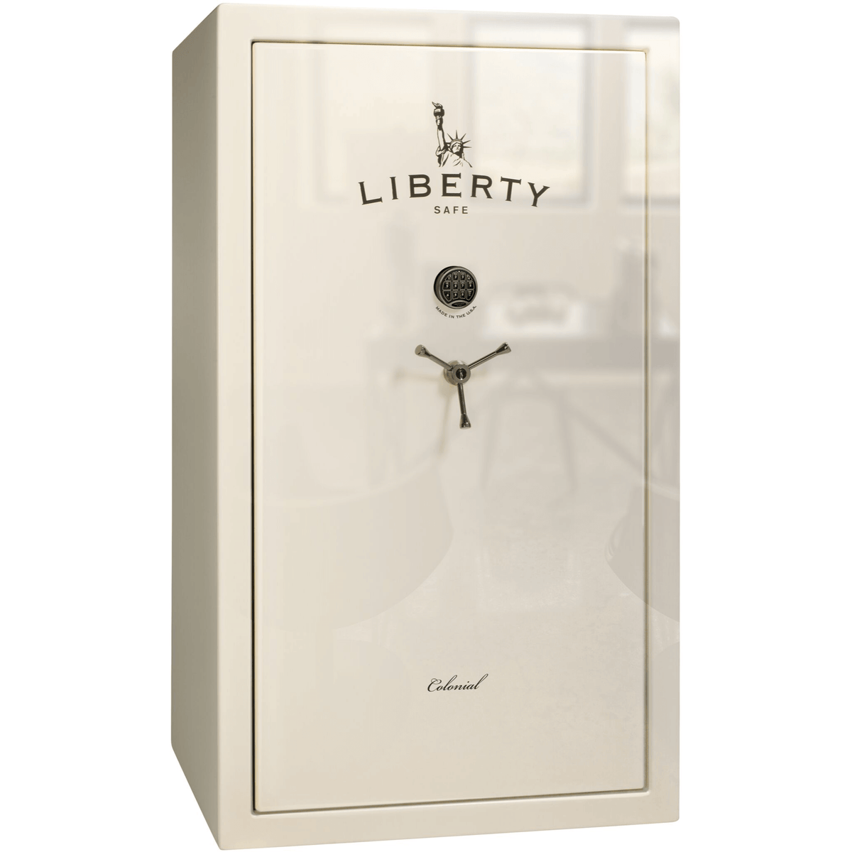 Colonial Series | Level 4 Security | 75 Minute Fire Protection | 50 | DIMENSIONS: 72.5&quot;(H) X 42&quot;(W) X 27.5&quot;(D*) | White Gloss Black Chrome | Electronic Lock